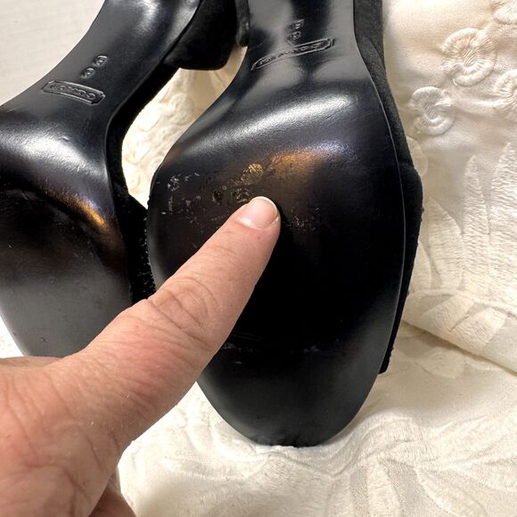 Coach Black Sz 8 L Stiletto Lytton Suede/Sparkly Party Glam Heel - Picture 9 of 13